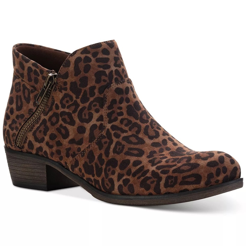 NEW Sun + Stone Abby Double Zip Booties - Leopard Size 5.5 M Boots
